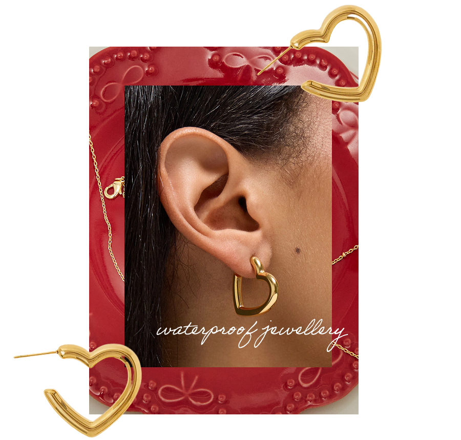 Stainless Steel Heart Hoop Earrings