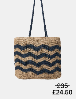 Chevron Raffia Shopper Bag