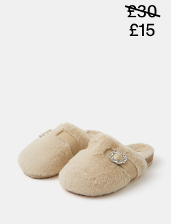 Faux fur slippers