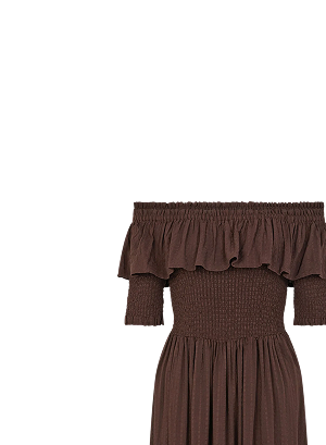 Brown Smocked Maxi Dress