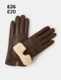 Fur Lined Gloves Brown