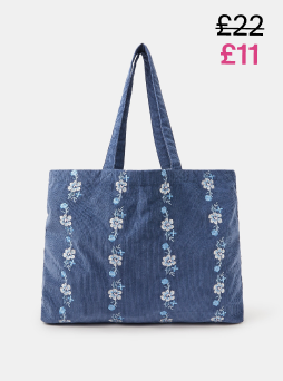 Floral Embroidered Cord Shopper Bag