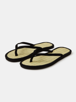 Plain Seagrass Flip Flops Black