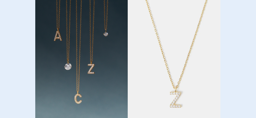 Lab Grown Diamond Pavé Initial Pendant Necklace 9ct Gold Gold