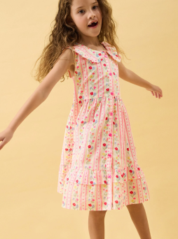 Girls Sleeveless Floral Print Dress Multi