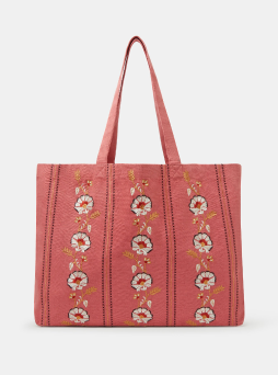 Floral Embroidered Shopper Bag