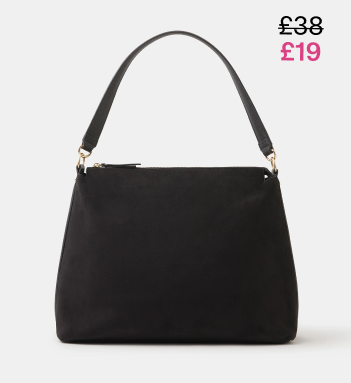 Large Slouchy Faux Suede Shoulder Bag Black