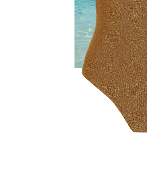 Metal Strap Swimsuit Gold