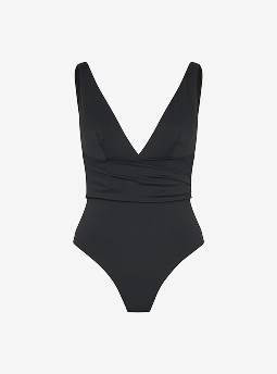Plunge Wrap Shaping Swimsuit Black