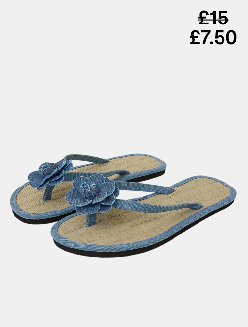 Denim Corsage Flip Flops
