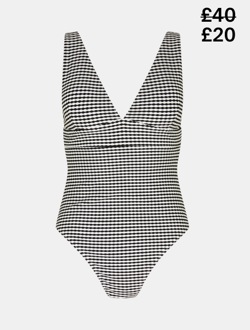 Seesucker Plunge Swimsuit