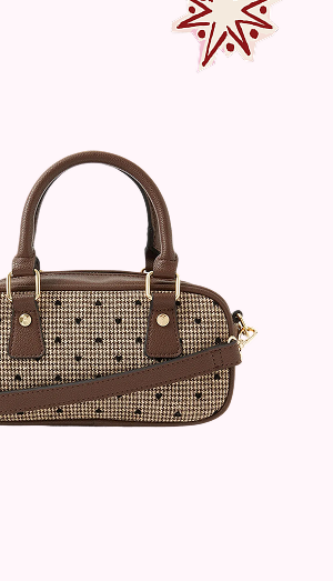 Heart Houndstooth Bowler Bag