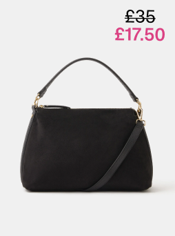 Slouchy Faux Suede Handbag Black