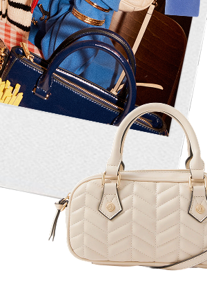 Chevron Handbag Cream