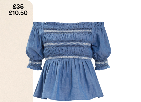 Off Shoulder Top Blue