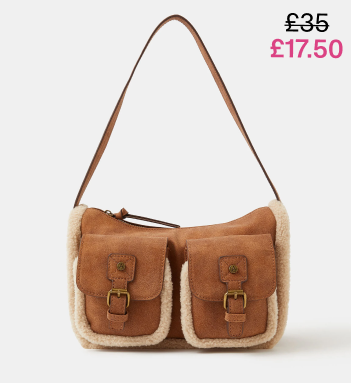 Faux Shearling Pocket Shoulder Bag