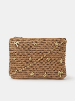 Charm Raffia Clutch Bag