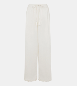 Mirror Embellished Wide Leg Trousers Ivory
