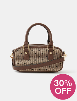 Heart Houndstooth Bowler Bag