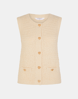 Heart Button Knit Waistcoat Natural