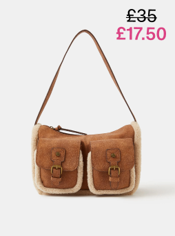 Faux Shearling Pocket Shoulder Bag