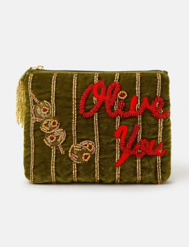 Olive You Velvet Pouch