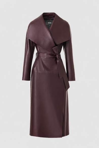 MAI-L Long Leather Wrap Coat