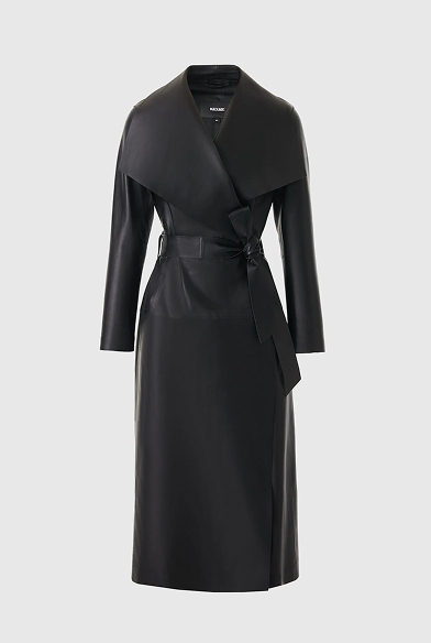 MAI-L Long Leather Wrap Coat
