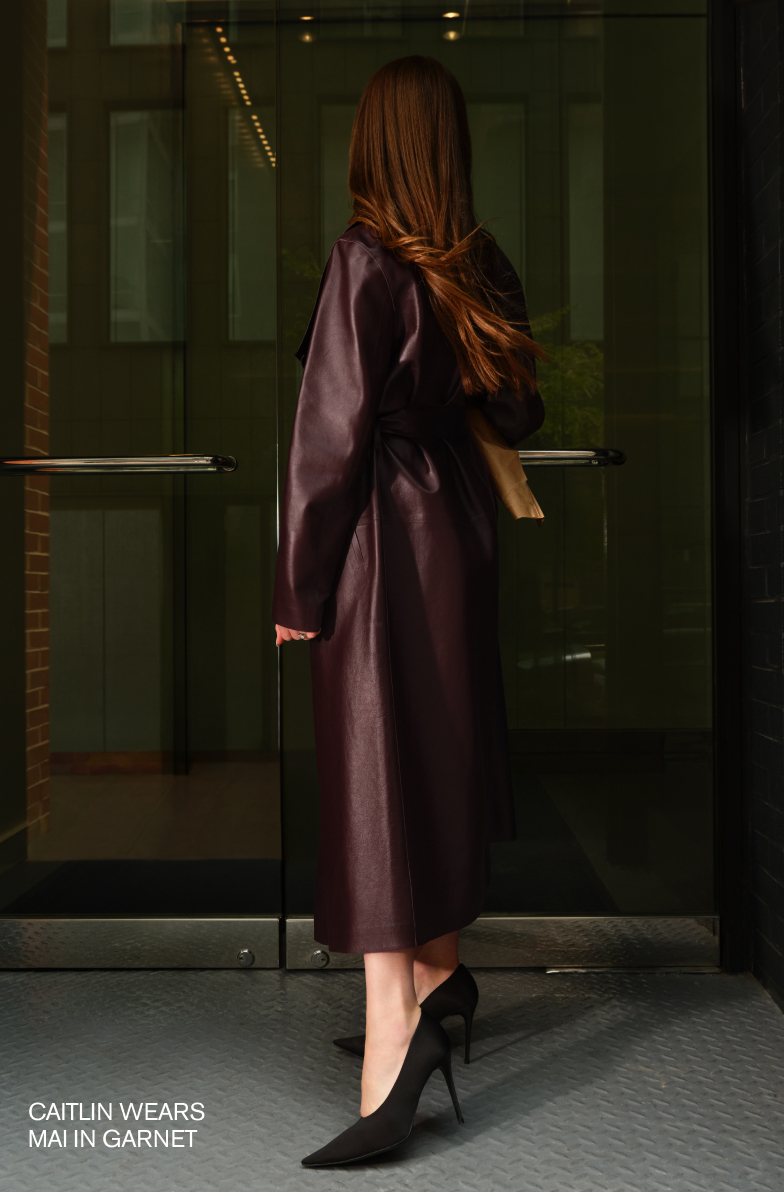 MAI-L Long Leather Wrap Coat