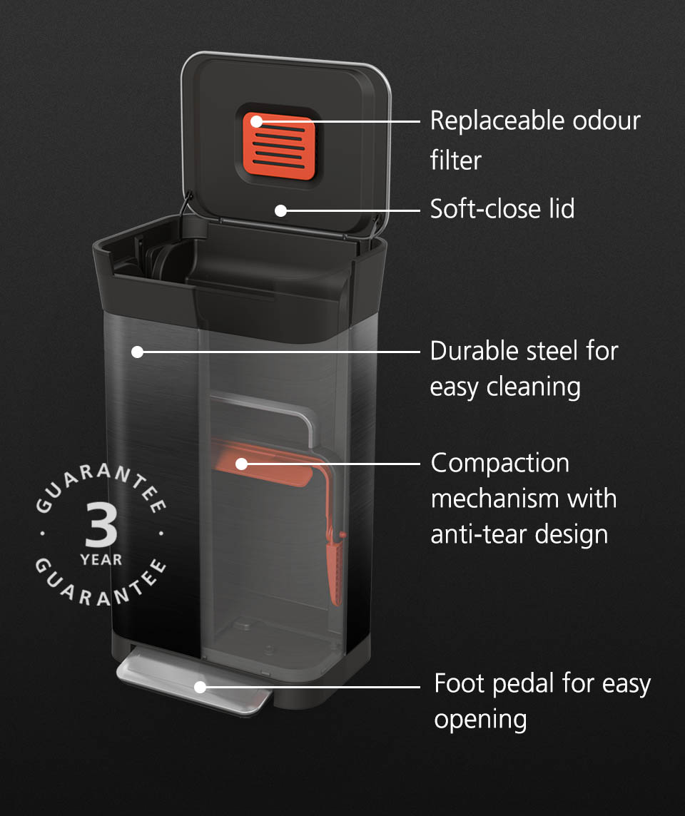 Titan 30L Black Trash Compactor