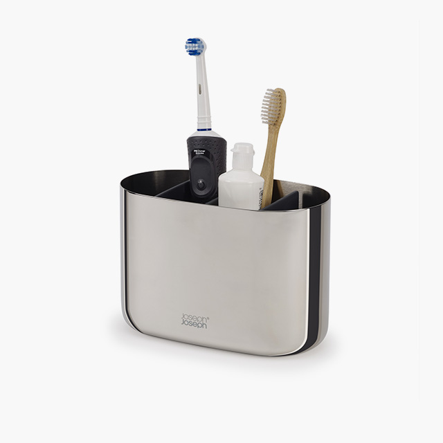 EasyStore™ Luxe Large Stainless-steel Toothbrush Caddy