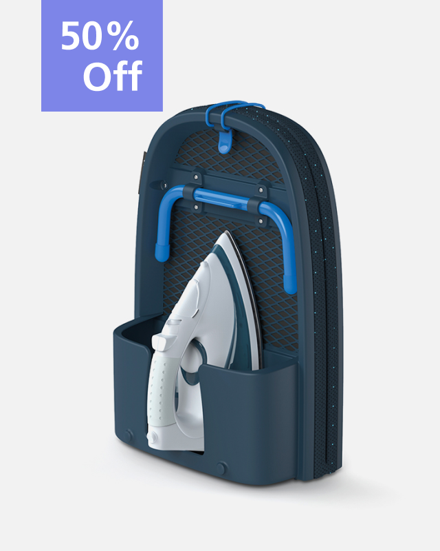 Pocket Plus Folding Blue Ironing Board with Advanced Cover