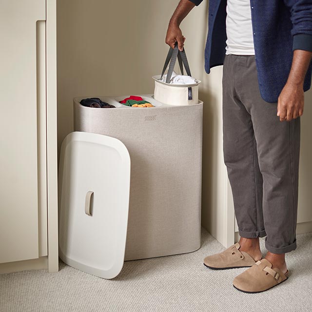 Tota Trio 90L Ecru Laundry Separation Basket