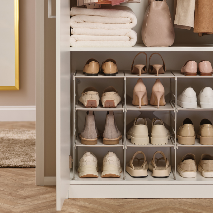 Level™ Plus Large Adjustable Ecru Shoe Rack