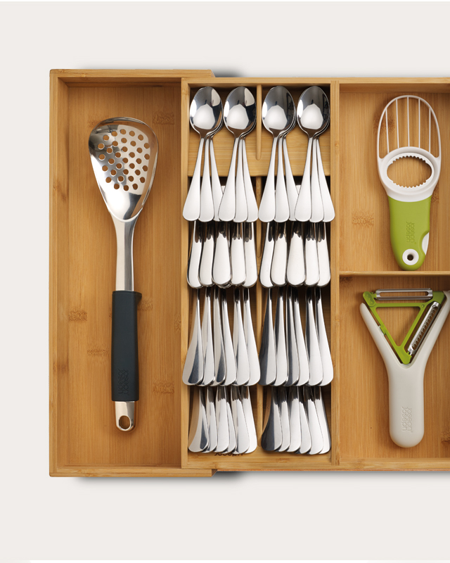 DrawerStore™ Bamboo Expanding Cutlery, Utensil & Gadgets Organiser