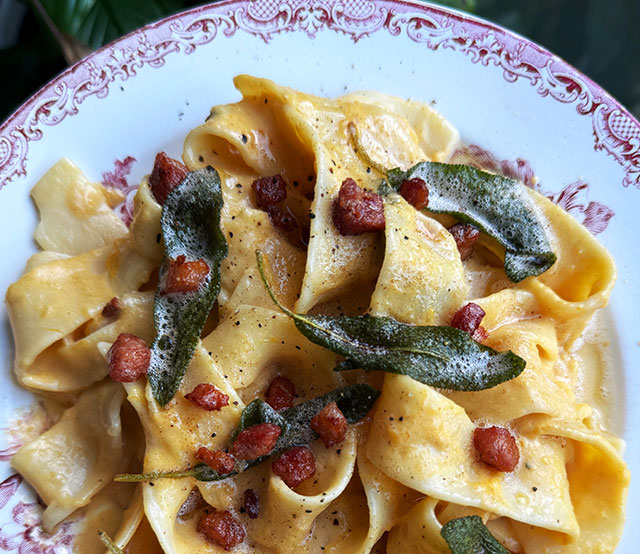 RECIPE: Creamy Butternut Squash Pappardelle with Pancetta & Sage