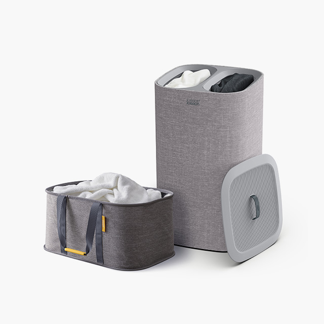 2-piece Grey Laundry Basket Set