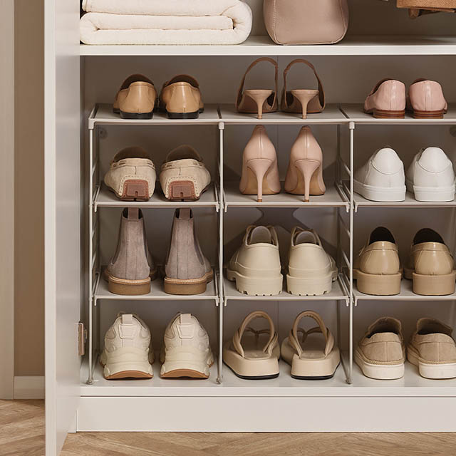 Level™ Plus Large Adjustable Ecru Shoe Rack