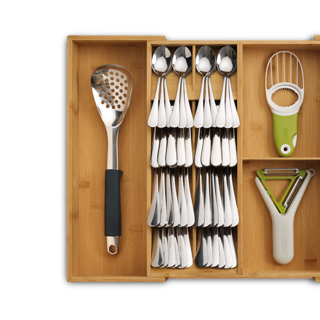 DrawerStore™ Bamboo Expanding Cutlery, Utensil & Gadgets Organiser