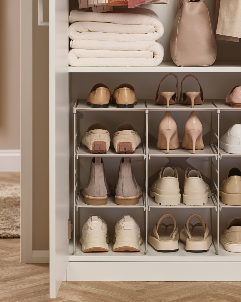 Level™ Plus Large Adjustable Ecru Shoe Rack