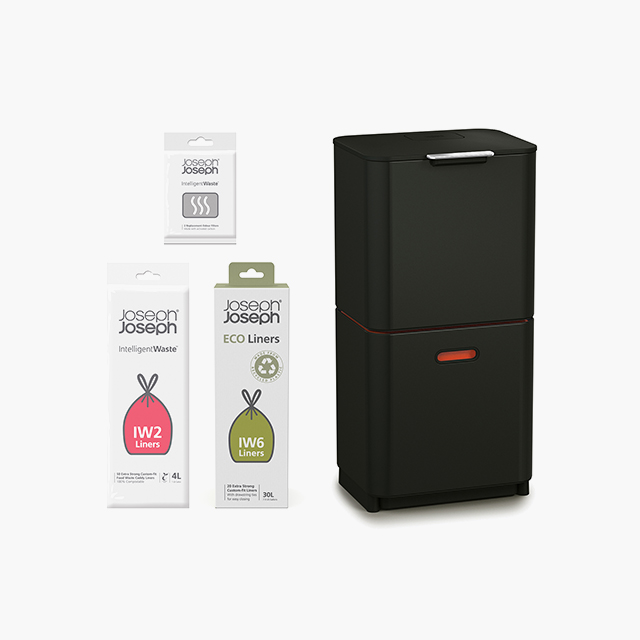 Totem Max 60L Black Waste & Recycling Bin Starter Set