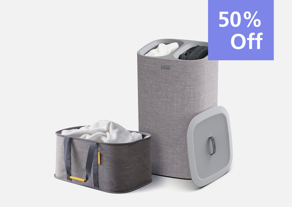 2-Piece Grey Laundry Basket Set