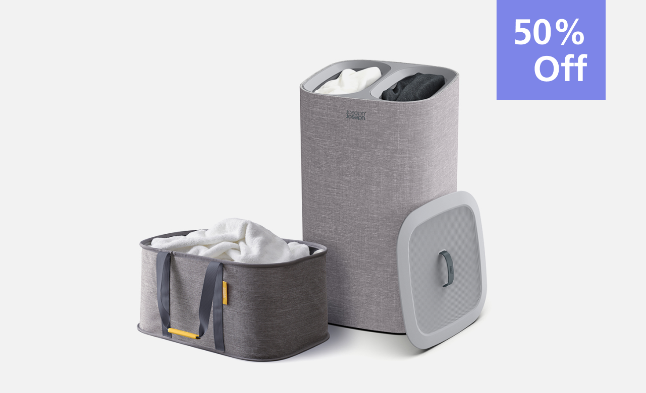 2-Piece Grey Laundry Basket Set