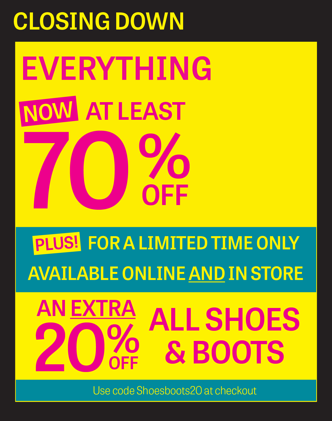 48 HOURS ONLY Extra 20% Off Shoes & Boots