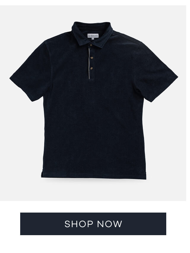 The Navy Clancy Terry Cloth Custom Polo Full View | Shop Now