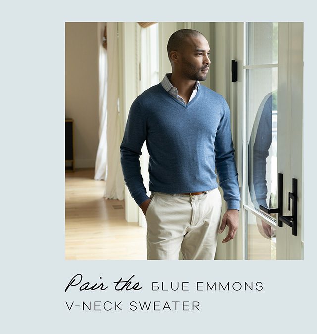 Pair the Blue Emmons V-neck sweater