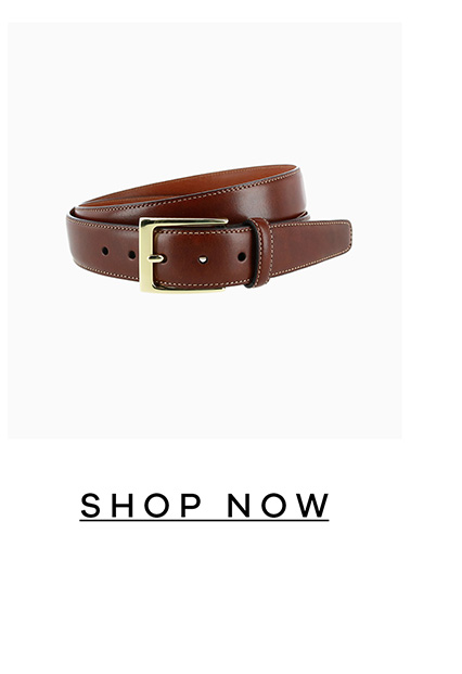 THE TRAFALGAR CORTINA LEATHER BELT IN HONEY MAPLE. SHOP NOW.