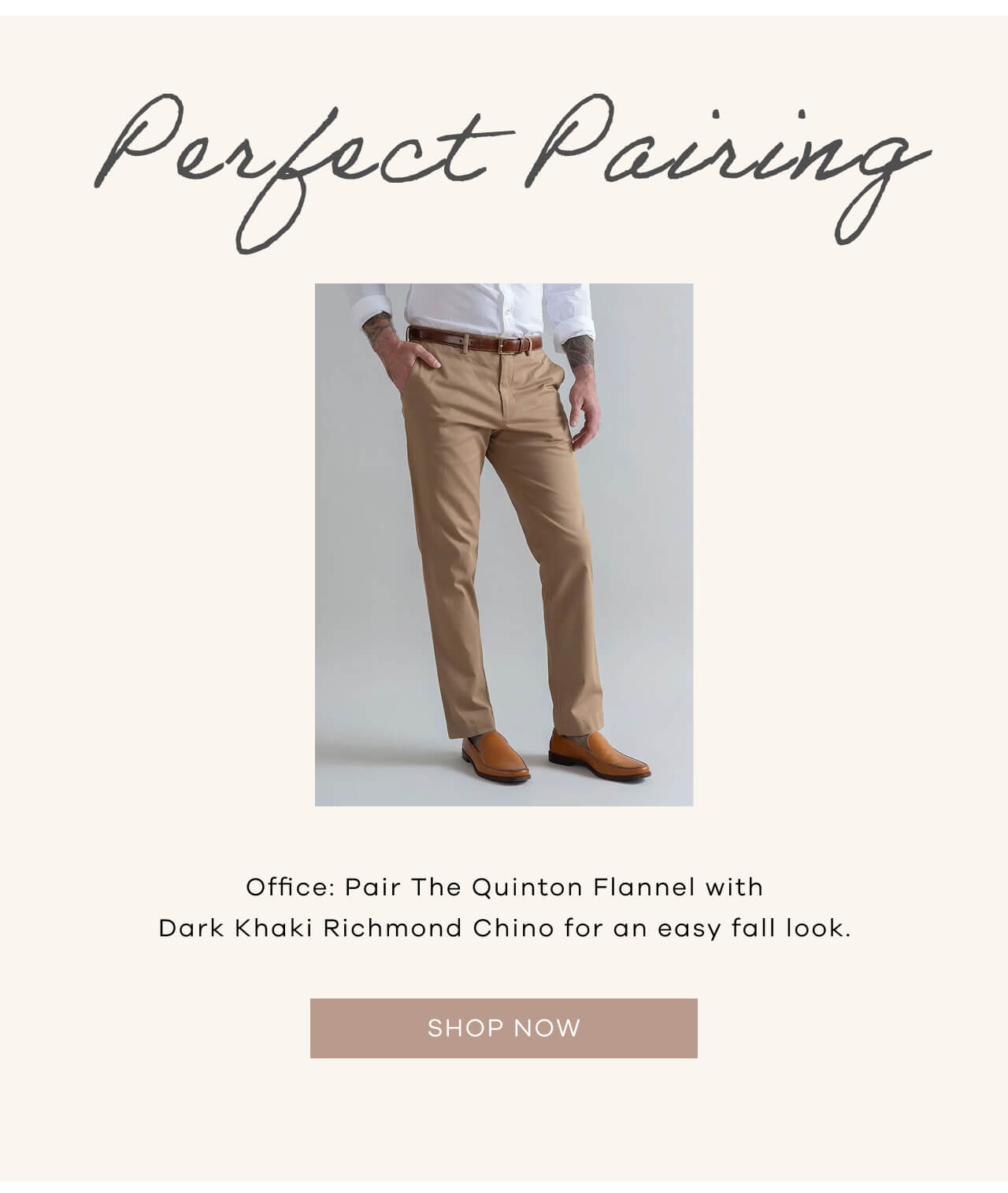 Perfect Pairing | Office: Pair the Quinton Flannel With Dark Khaki Richmond Chino for an Easy Fall Look. SHOP NOW!
