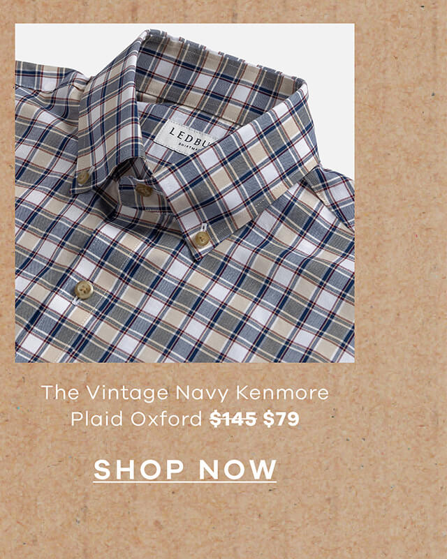 The Vintage Navy Kenmore Plaid Oxford — $145 → $79