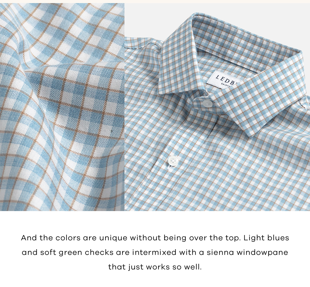 And the colors are unique without being over the top. Light blues and soft green checks are intermixed with a sienna windowpane that just works so well.